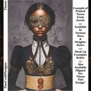 Steampunk Dark Skin Woman In Mask EM4L Decoupage Tissue Paper