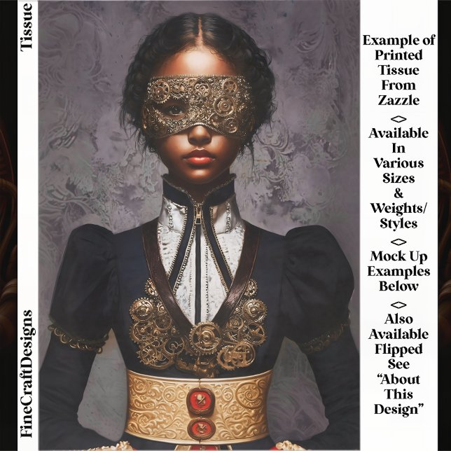 Steampunk Dark Skin Woman In Mask EM4L Decoupage Tissue Paper (Creator Uploaded)