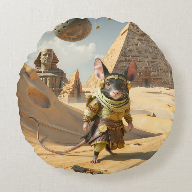 Steampunk Desert Explorer Mouse  Round Cushion (Front)