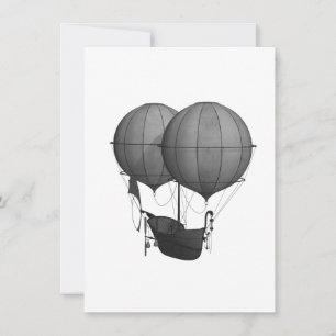 Steampunk Design Black and White Flying Machine Thank You Card