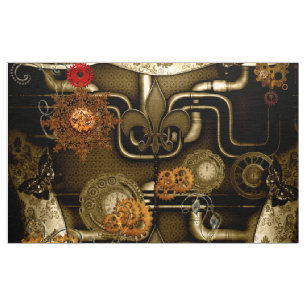 Steampunk design with clocks and gears fabric