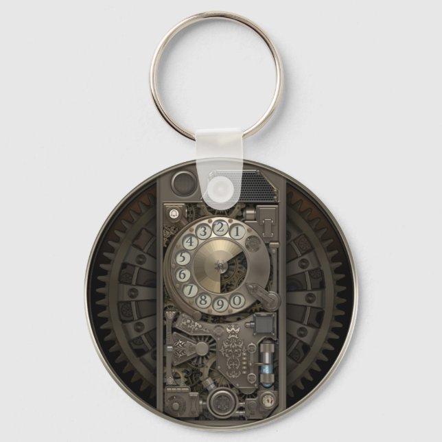 Steampunk Device - Rotary Dial Phone. Key Ring (Front)