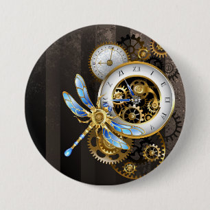 Steampunk Dials with Dragonfly 7.5 Cm Round Badge