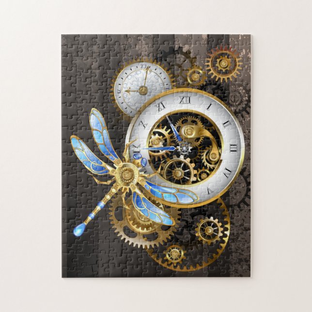 Steampunk Dials with Dragonfly Jigsaw Puzzle (Vertical)