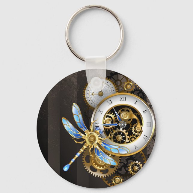 Steampunk Dials with Dragonfly Key Ring (Front)