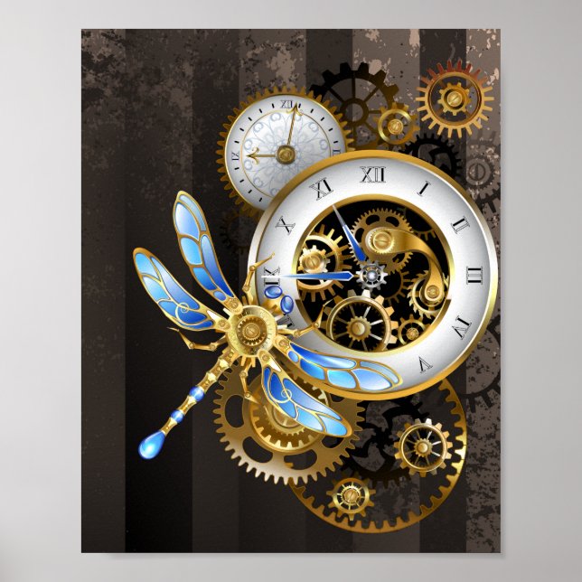 Steampunk Dials with Dragonfly Poster (Front)