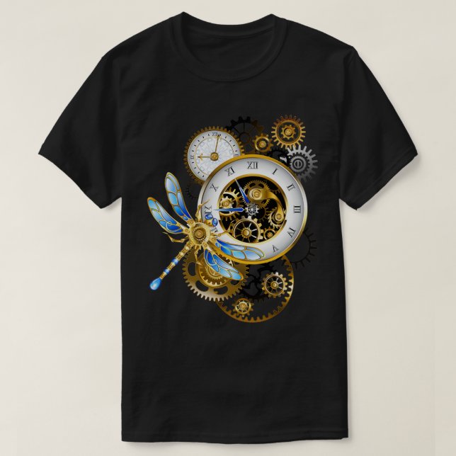 Steampunk Dials with Dragonfly T-Shirt (Design Front)
