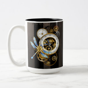Steampunk Dials with Dragonfly Two-Tone Coffee Mug