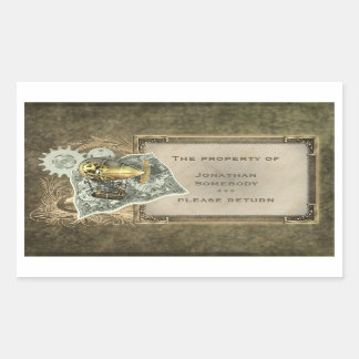 Steampunk Dirigible Air Tour Bookplate Stickers