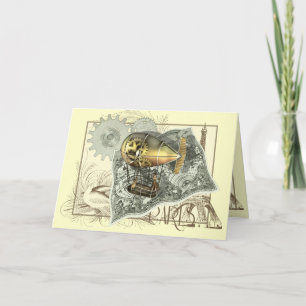 Steampunk Dirigible Air Tour Greetings Card