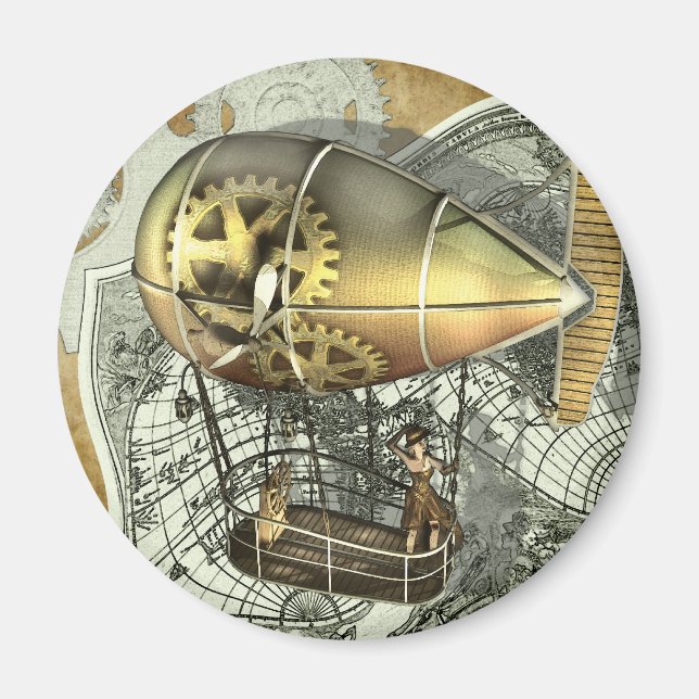 Steampunk Dirigible Air Tour Magnet (Front)