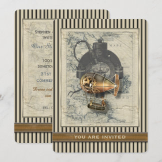 Steampunk Dirigible Balloon Event Invitation