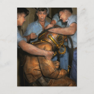 Steampunk - Diver - A load off my shoulders 1936 Postcard