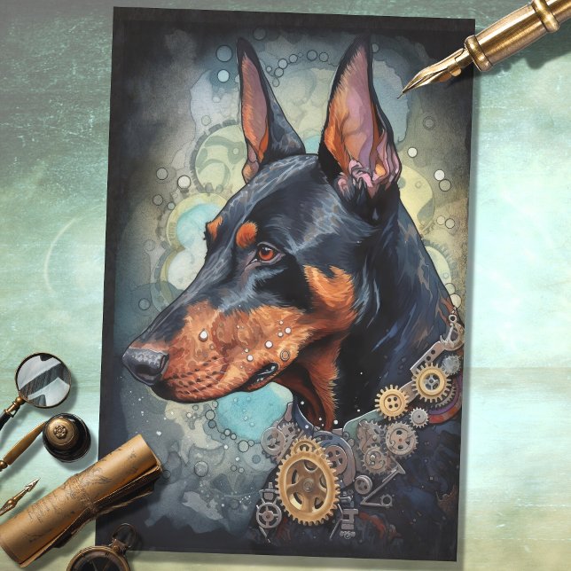 Steampunk Doberman 4 Decoupage Paper (Creator Uploaded)