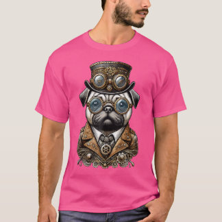 Steampunk Dog Pug Art T-Shirt