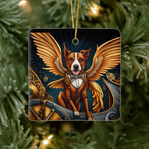 Steampunk Dog with wings Ceramic Ornament