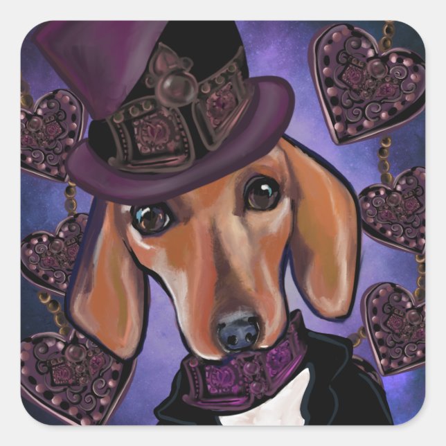 STEAMPUNK DOXIE SQUARE STICKER (Front)