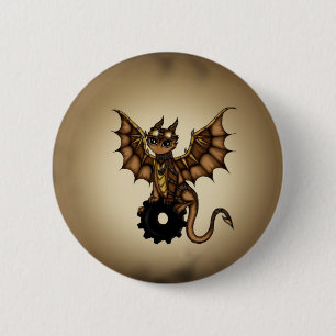 Steampunk Dragon 6 Cm Round Badge