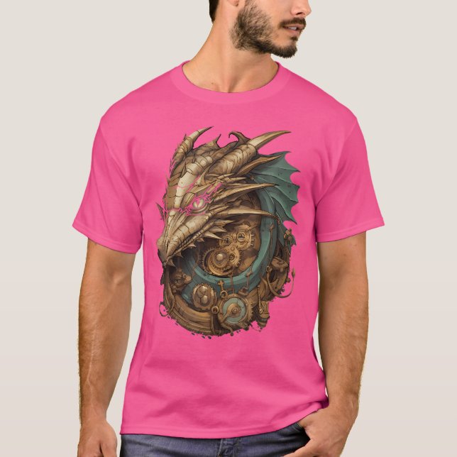Steampunk Dragon Art Gears Graphic Design Artwork  T-Shirt (Front)