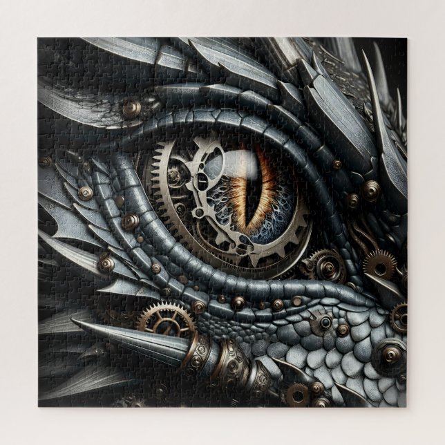 Steampunk Dragon Eye Closeup Ai Art Jigsaw Puzzle (Vertical)
