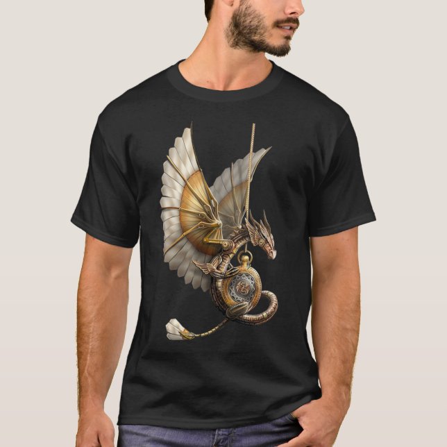 Steampunk Dragon on watch vintage T-Shirt (Front)