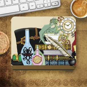 Steampunk Dragon Potions Books Mouse Mat