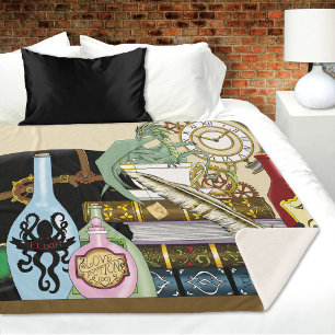 Steampunk Dragon Potions Books Sherpa Blanket