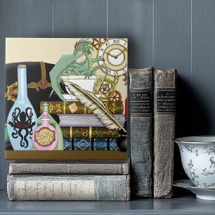 Steampunk Dragon Potions Books Tile