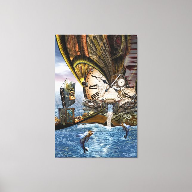 Steampunk dragon story book canvas print (Front)