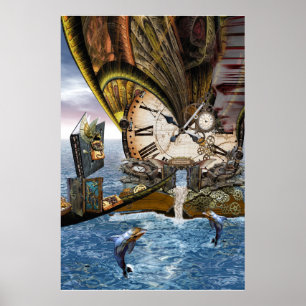 Steampunk dragon story book poster