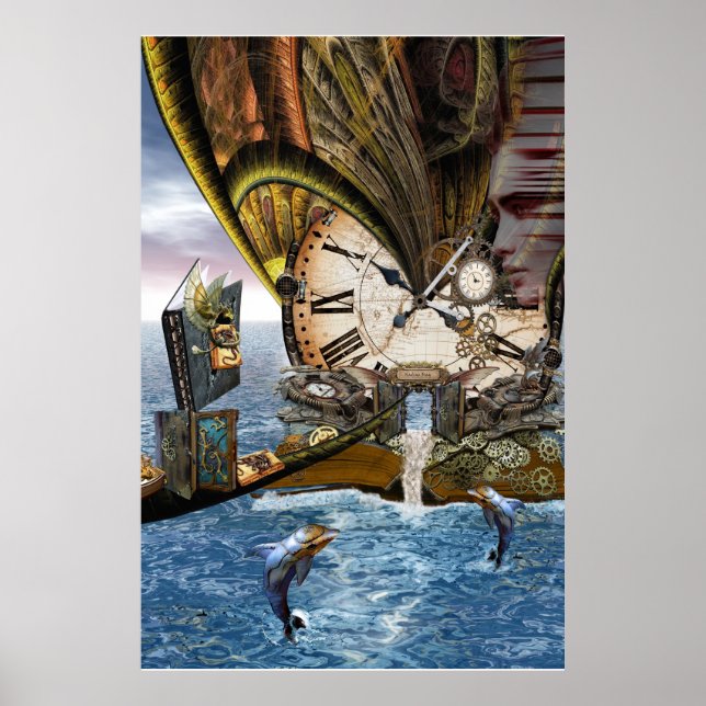 Steampunk dragon story book poster (Front)