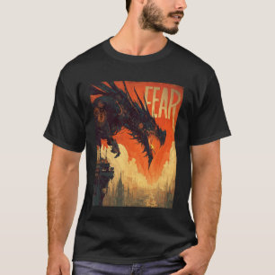 Steampunk Dragon Vintage Kaiju Over City Poster Ja T-Shirt