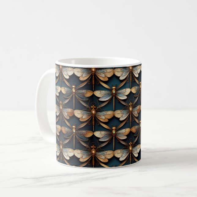 Steampunk Dragonflies Coffee Mug (Front Left)