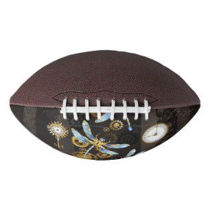 Steampunk Dragonflies on brown striped background American Football