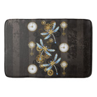 Steampunk Dragonflies on brown striped background