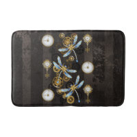 Steampunk Dragonflies on brown striped background