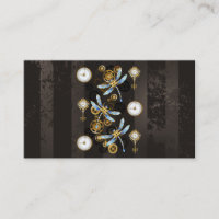 Steampunk Dragonflies on brown striped background