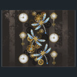 Steampunk Dragonflies on brown striped background Flyer<br><div class="desc">Antique dials and keys with gold and brass gears,  decorated with mechanical,  steampunk dragonflies on brown,  striped background.</div>