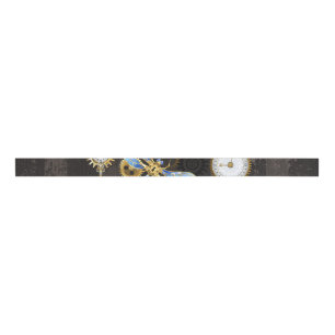 Steampunk Dragonflies on brown striped background Grosgrain Ribbon