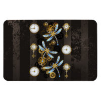 Steampunk Dragonflies on brown striped background