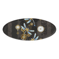 Steampunk Dragonflies on brown striped background