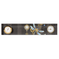 Steampunk Dragonflies on brown striped background
