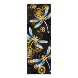 Steampunk Dragonflies on brown striped background Photo Print