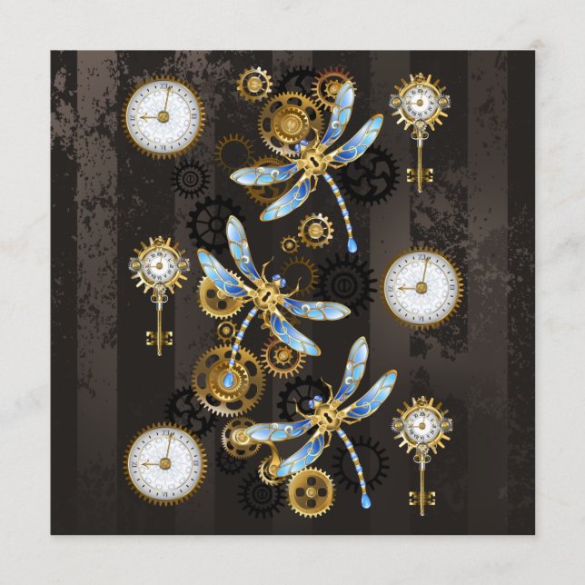 Steampunk Dragonflies on brown striped background Programme (Front)