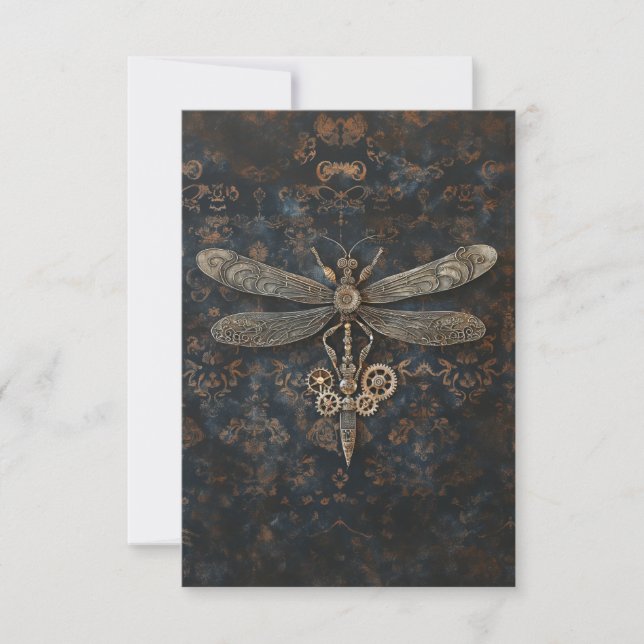 Steampunk Dragonfly Thank You Card (Front)