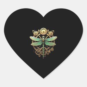 Steampunk Dragonfly Victorian Art Mechanical Steam Heart Sticker