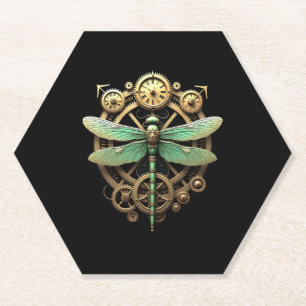 Steampunk Dragonfly Victorian Art Mechanical Steam Paper Coaster