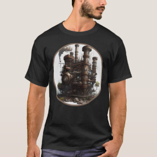 Steampunk Dystopian City Retro Scifi Mechanical Ge T-Shirt