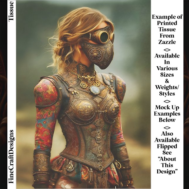 Steampunk Dystopian Woman, Armour EK3R Decoupage Tissue Paper (Creator Uploaded)