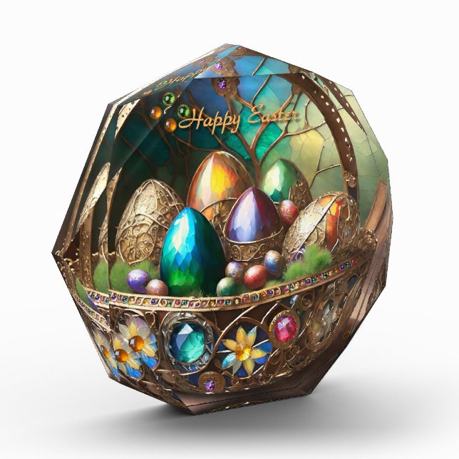 Steampunk Easter Basket Filled With Colourful Eggs Photo Block (Left)